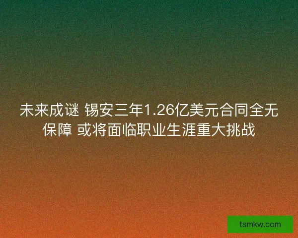 未来成谜 锡安三年1.26亿美元合同全无保障 或将面临职业生涯重大挑战